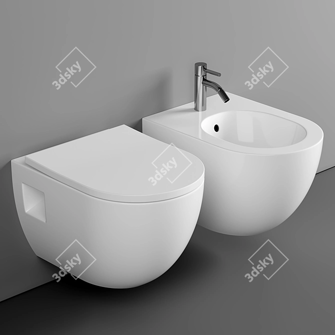 Modern Rimless Wall Hung Toilet 3D model image 1