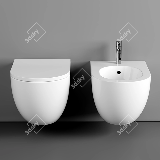 Modern Rimless Wall Hung Toilet 3D model image 2