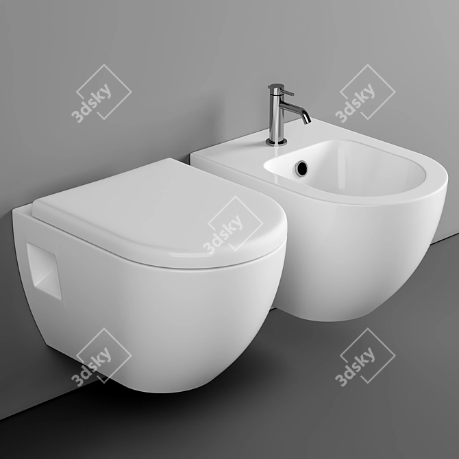 Modern Round Wall Hung Pan 3D model image 1