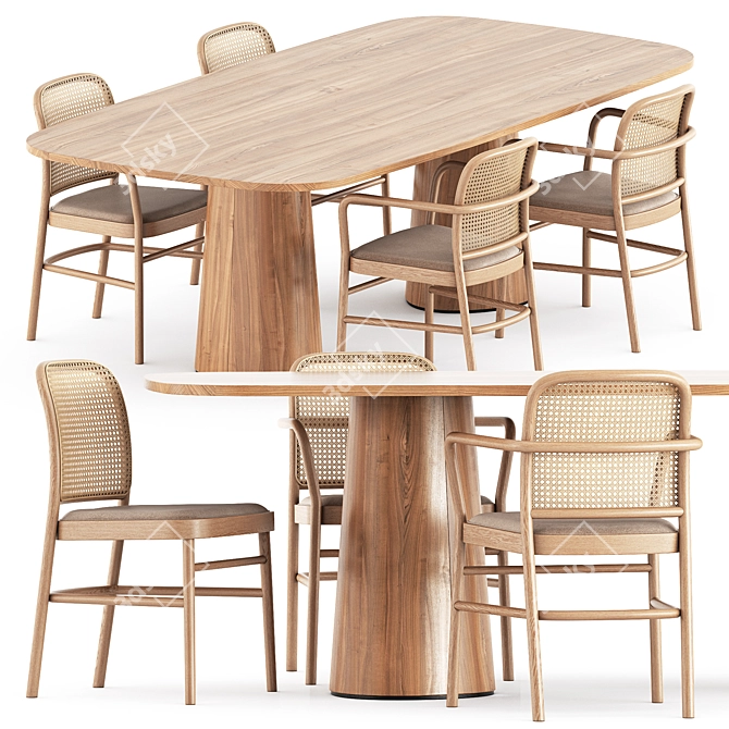 Minimalist Bent Chair and POV Table 3D model image 1