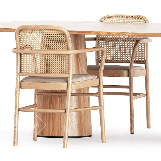 Minimalist Bent Chair and POV Table 3D model image 2