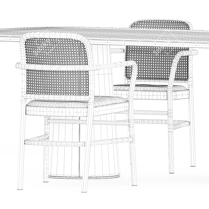 Minimalist Bent Chair and POV Table 3D model image 5