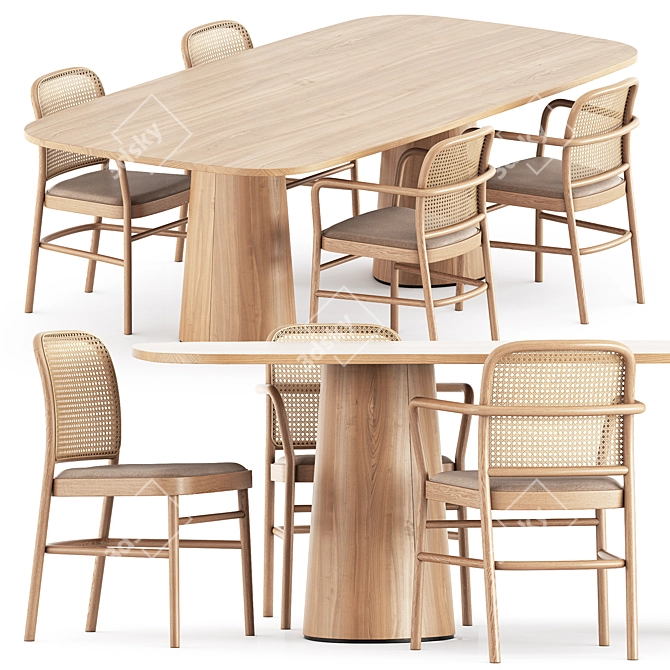 Minimalist Bent Chair and POV Table 3D model image 6