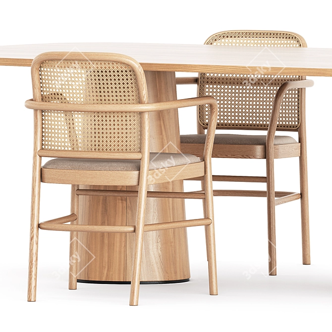 Minimalist Bent Chair and POV Table 3D model image 7