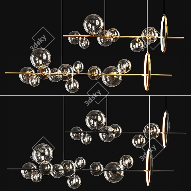 Sleek Metal Glass Wall Light 3D model image 1