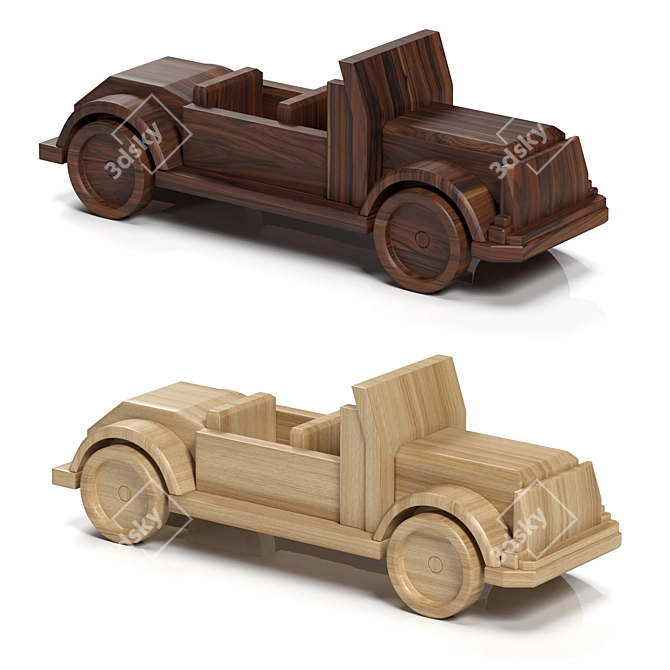 Handcrafted Wooden Car Model 3D model image 2