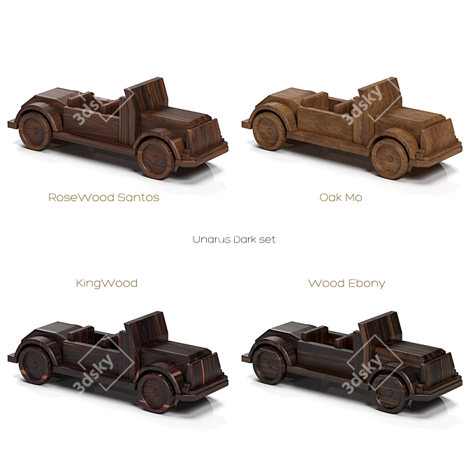 Handcrafted Wooden Car Model 3D model image 4