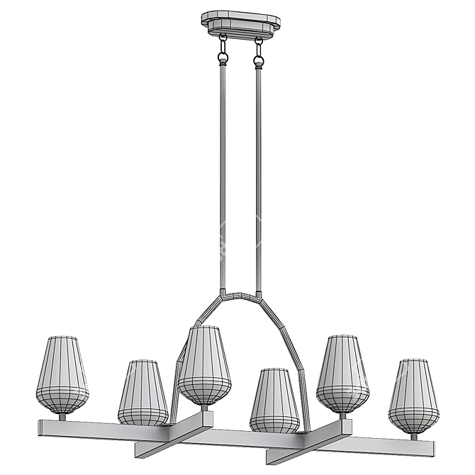 Koa Wood Island Chandelier Model 3D model image 2