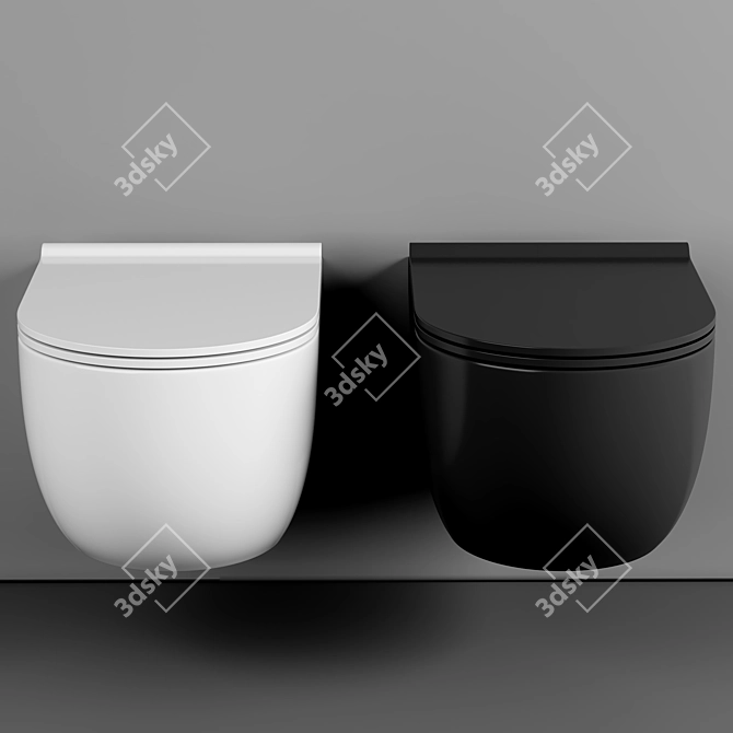 Sleek Black Rimless Wall Toilet 3D model image 2