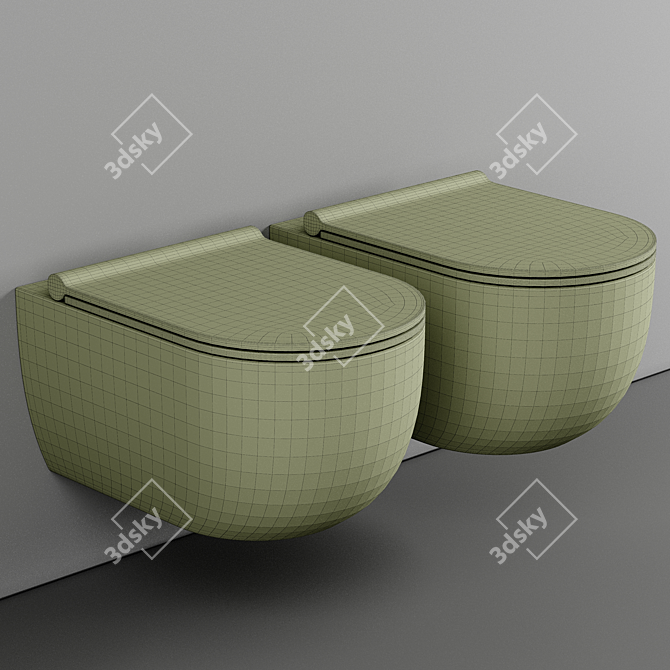 Sleek Black Rimless Wall Toilet 3D model image 3