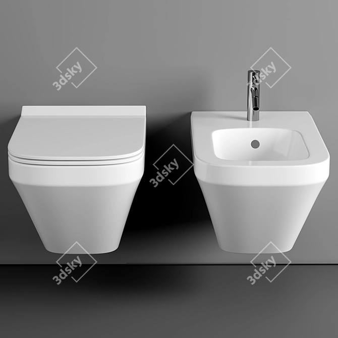 Elegant Duravit Wall Hung Toilet 3D model image 2