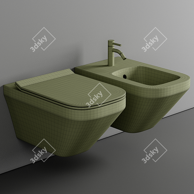 Elegant Duravit Wall Hung Toilet 3D model image 3