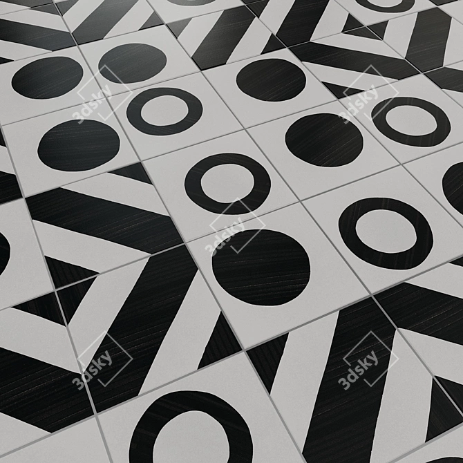 Chic B&W Deco Tiles Collection 3D model image 1