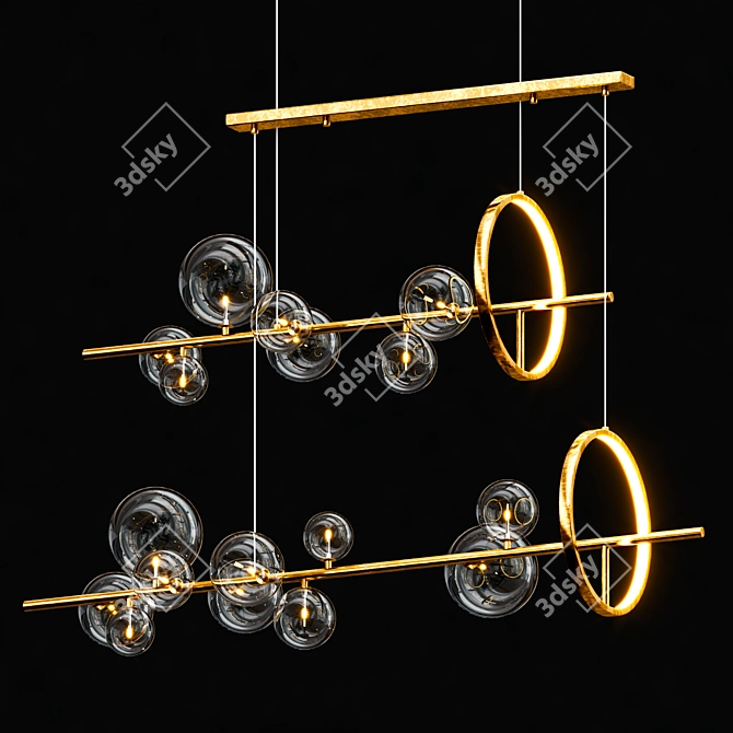 Elegant IONA Glass Metal Chandelier 3D model image 3