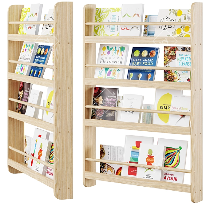 Minimalist Culinary Cookbook Wall Shelf 3D model image 1