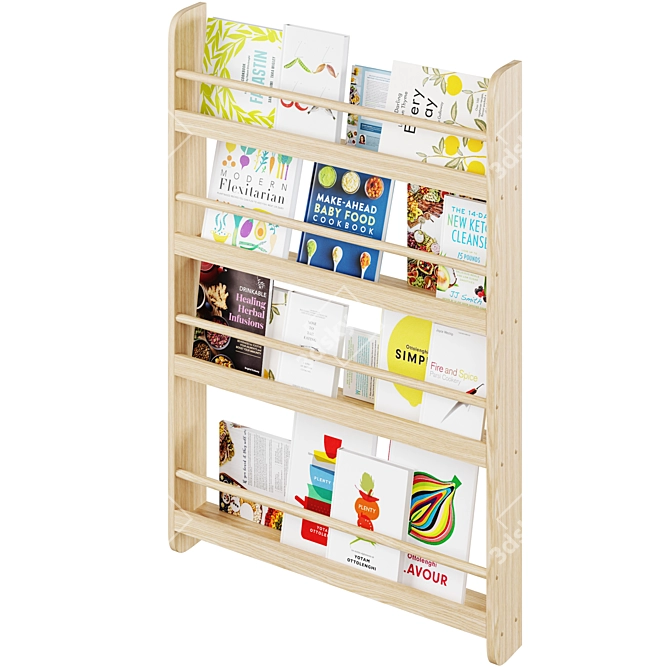 Minimalist Culinary Cookbook Wall Shelf 3D model image 5
