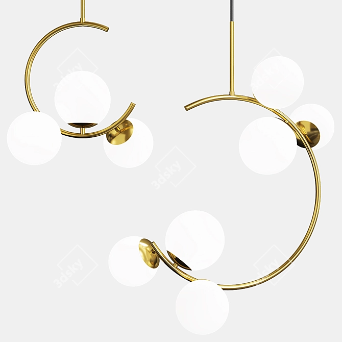 Gold Shadow Metal Ring Pendant 3D model image 1