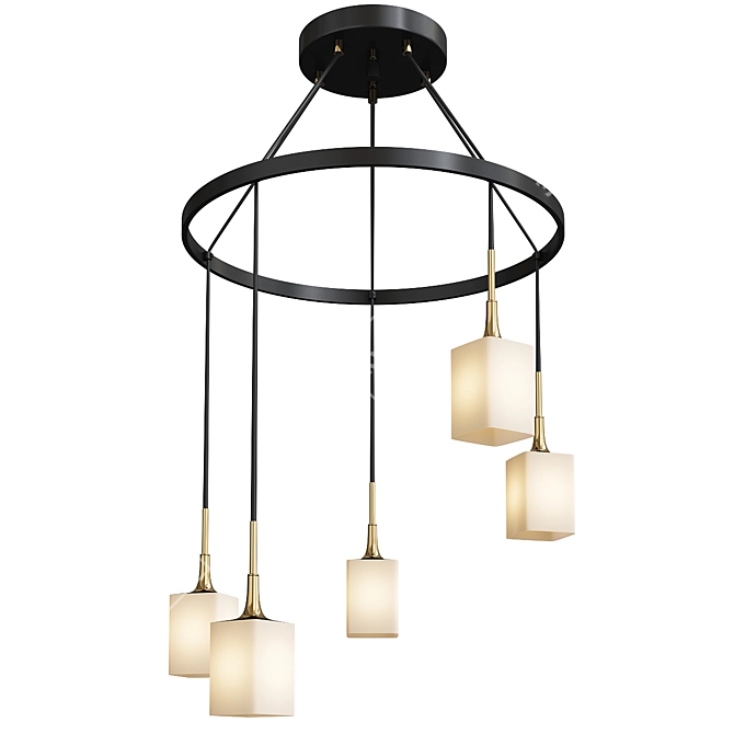 Opal Square Glass Chandelier Chelsea 3D model image 1