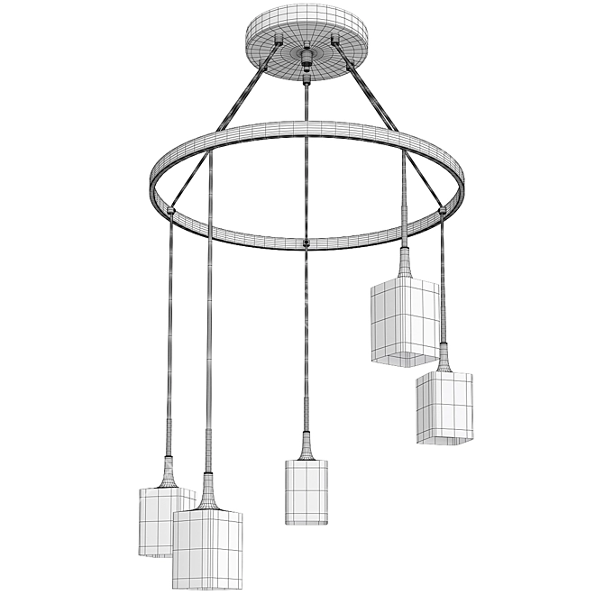 Opal Square Glass Chandelier Chelsea 3D model image 2