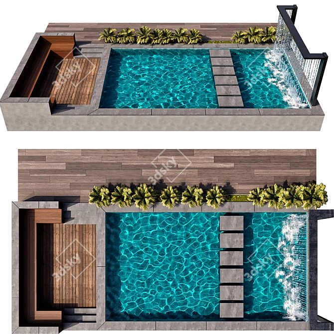 Scenic Pool Scene for Visualization 3D model image 2