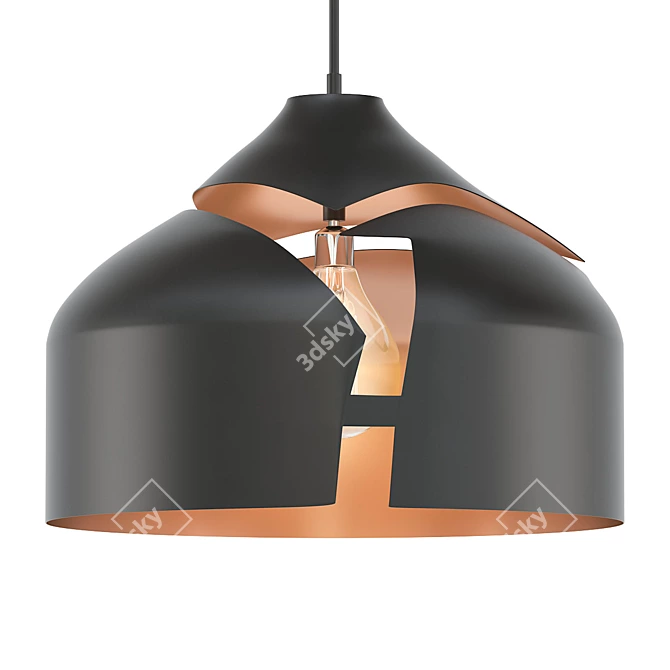 Rustic Copper Drop Pendant Light 3D model image 1