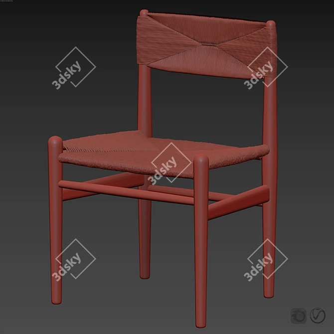 Rustic Woven Wood Chair Set 3D model image 4