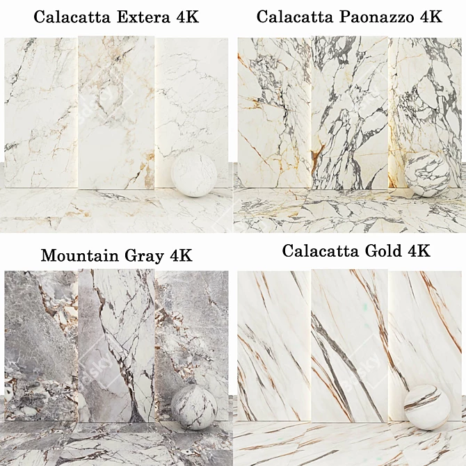 Luxury Marble Texture Collection 3D model image 2