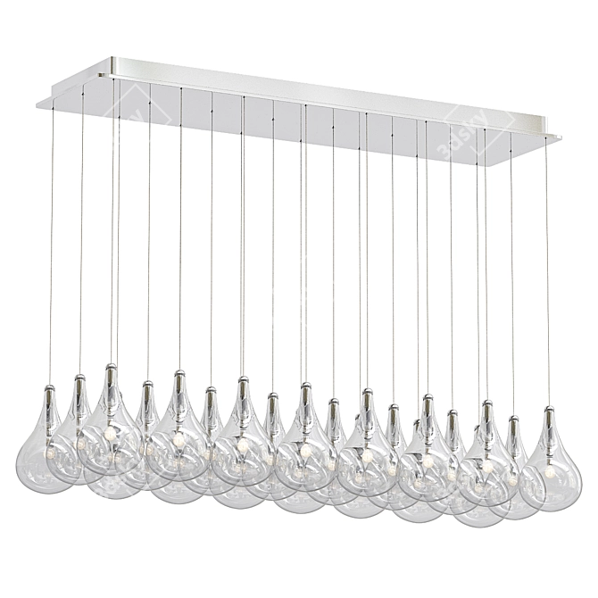 Elegant Larmes Linear Suspension Light 3D model image 1