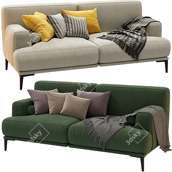 Modern Design 2-Seater Sofa 3D model image 1