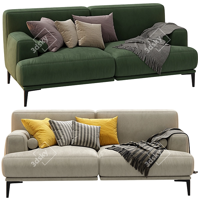 Modern Design 2-Seater Sofa 3D model image 2