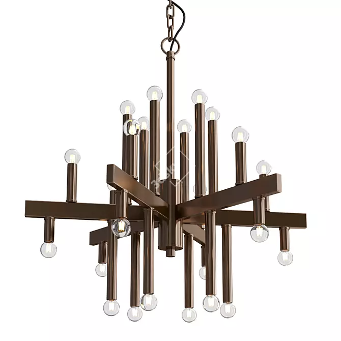 Elegant 24-Light Bronze Chandelier 3D model image 1