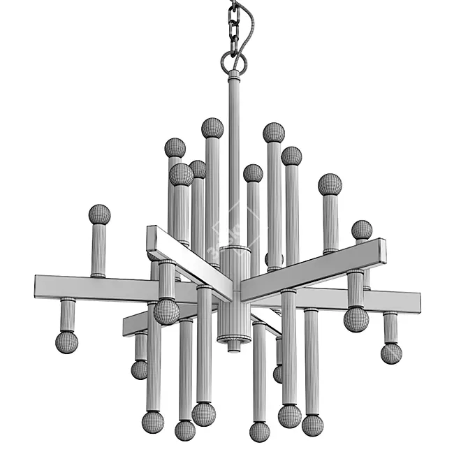 Elegant 24-Light Bronze Chandelier 3D model image 2