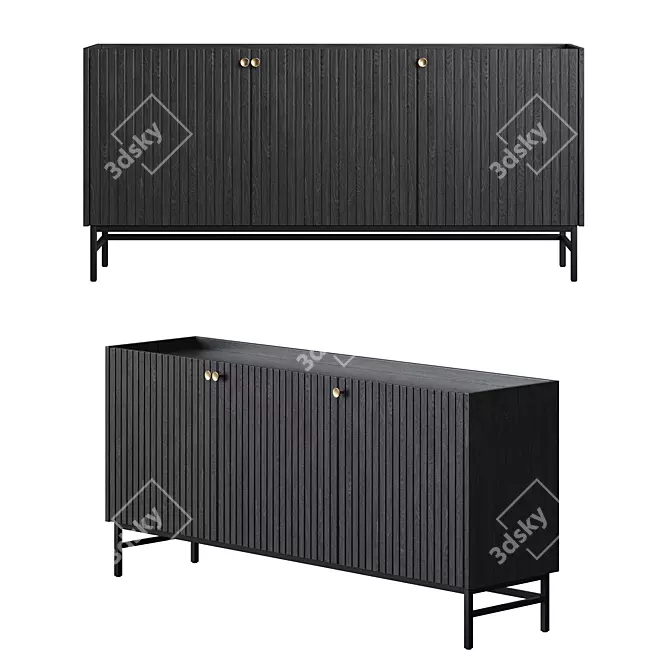 Halifax Black Sideboard Metal Legs 3D model image 2