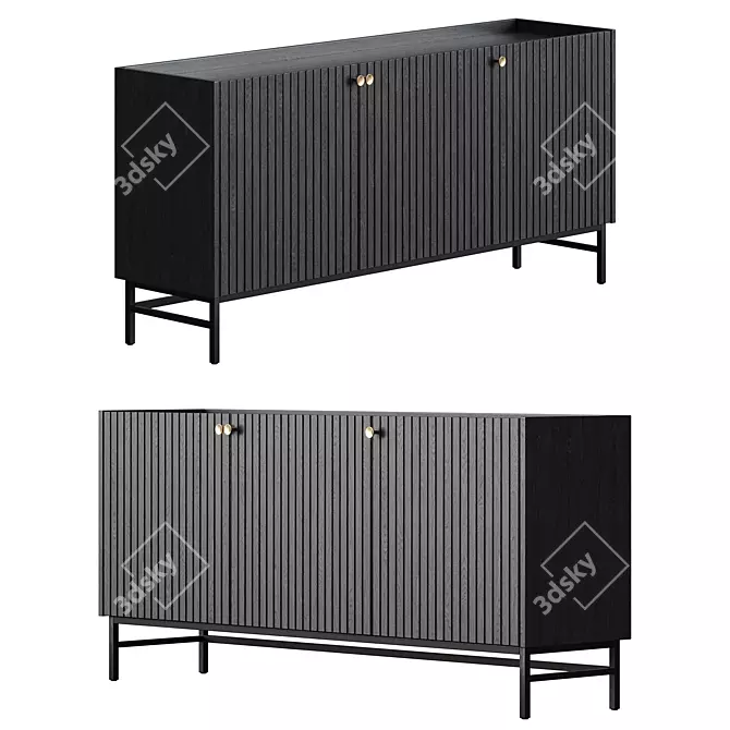 Halifax Black Sideboard Metal Legs 3D model image 6
