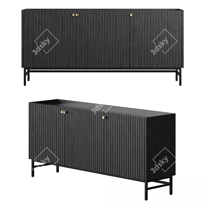 Halifax Black Sideboard Metal Legs 3D model image 7