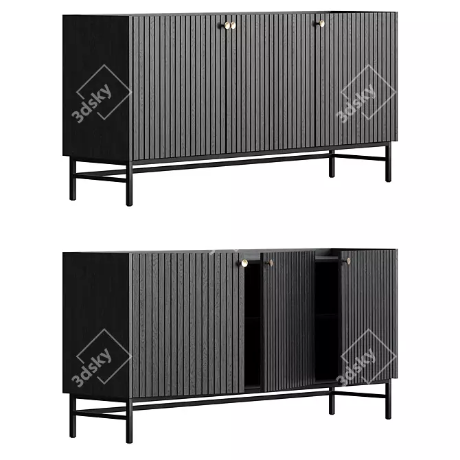Halifax Black Sideboard Metal Legs 3D model image 8