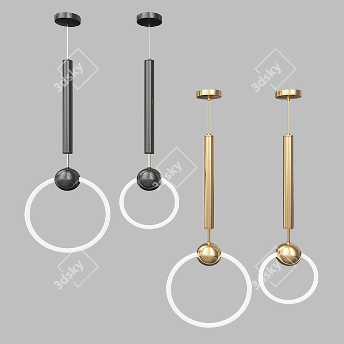 Elegant Ring Light Fixture 3D model image 2