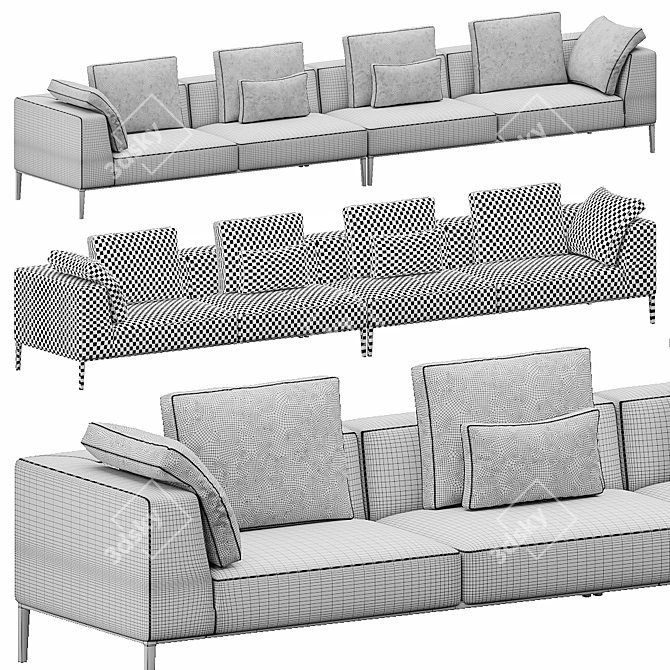 B&B Italia Modern Sofa Set 3D model image 4