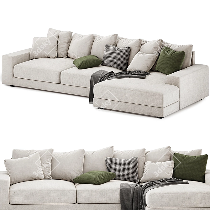 Kai 3-Seat Chaise Lounger 3D model image 2