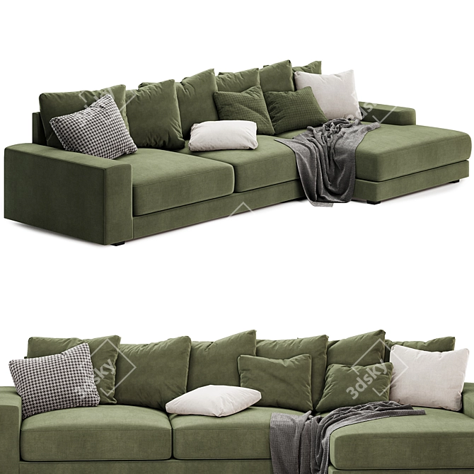 Kai 3-Seat Chaise Lounger 3D model image 3