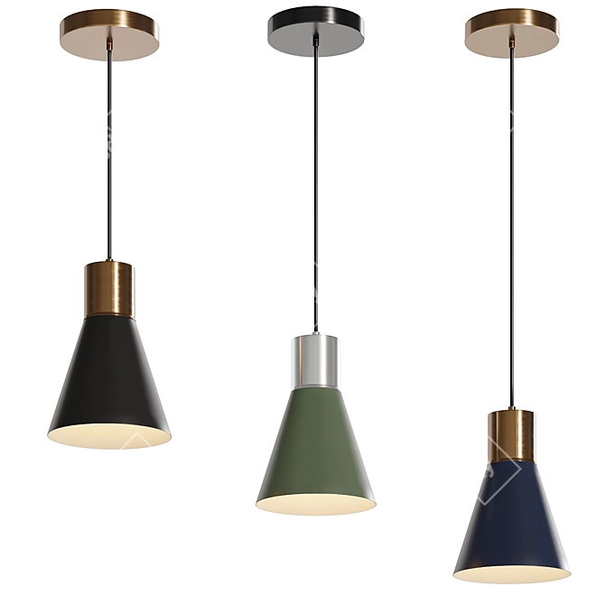 Sleek Cone Pendant Light 3D model image 1