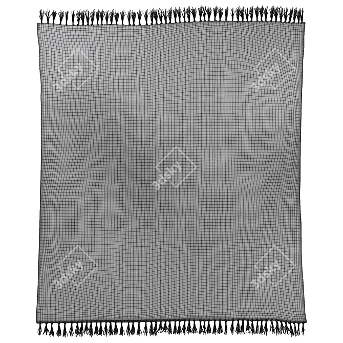 Checkerboard Hilo Tufted Rug - Black & White 3D model image 2