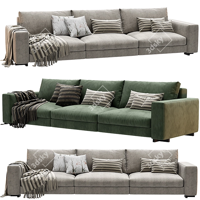 Modern Turner 3-Seat Sofa Renderized 3D model image 1