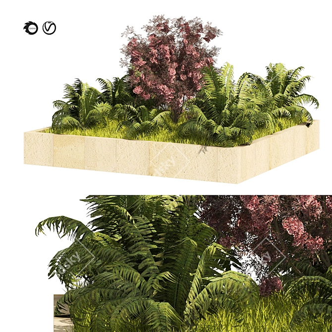 Garden Border Plant Set, Polycharm 3D model image 1