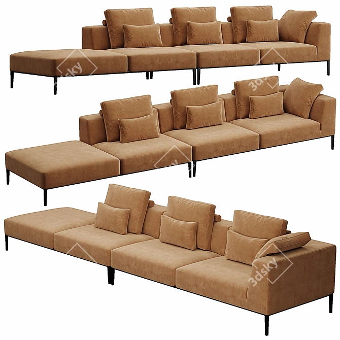 Italian B&B Michel Effe Sofa 3D model image 2