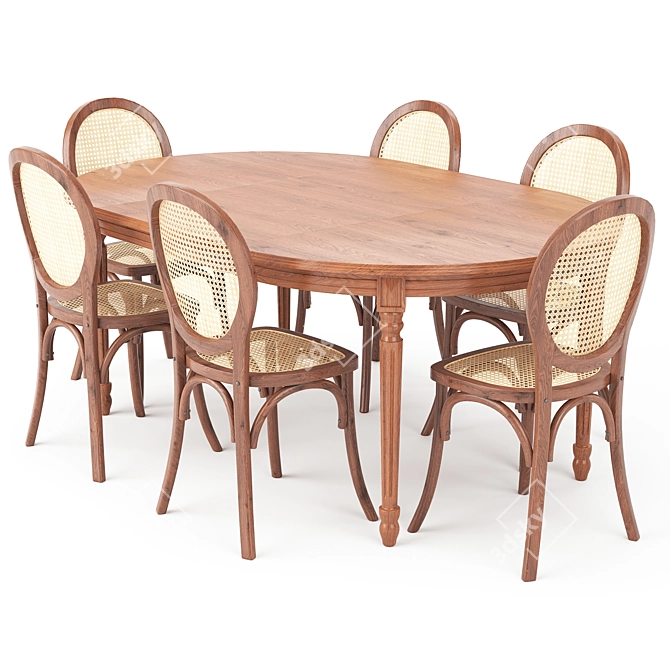 Elegant Modern Dining Table Set 3D model image 1