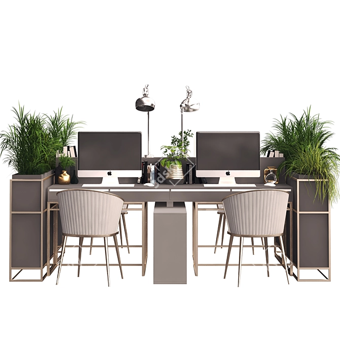 Modern Workspace Desk Furniture Set 3D model image 4