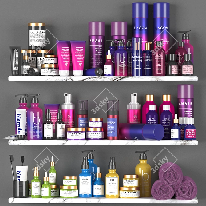 Chic Bathroom Accessories Set 3D model image 1