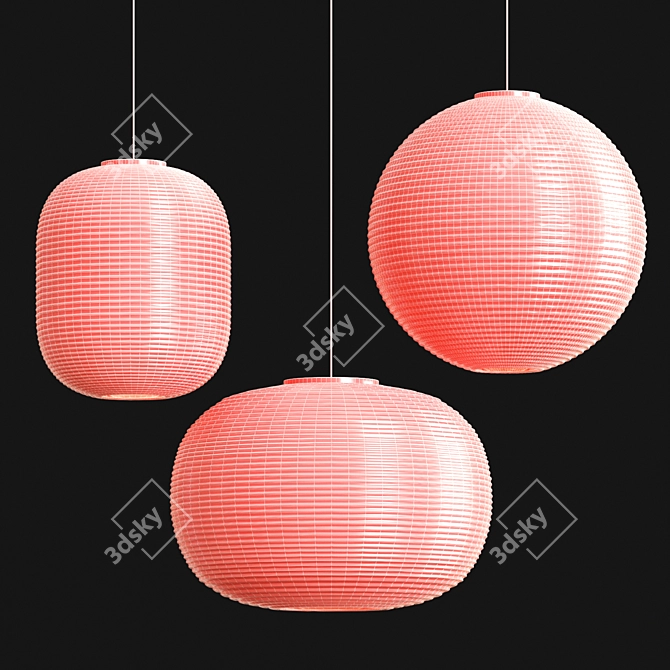 Minimalist Paper Shade Pendant Lights 3D model image 3