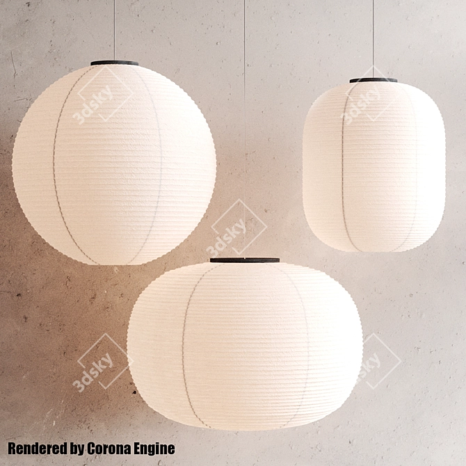 Minimalist Paper Shade Pendant Lights 3D model image 6